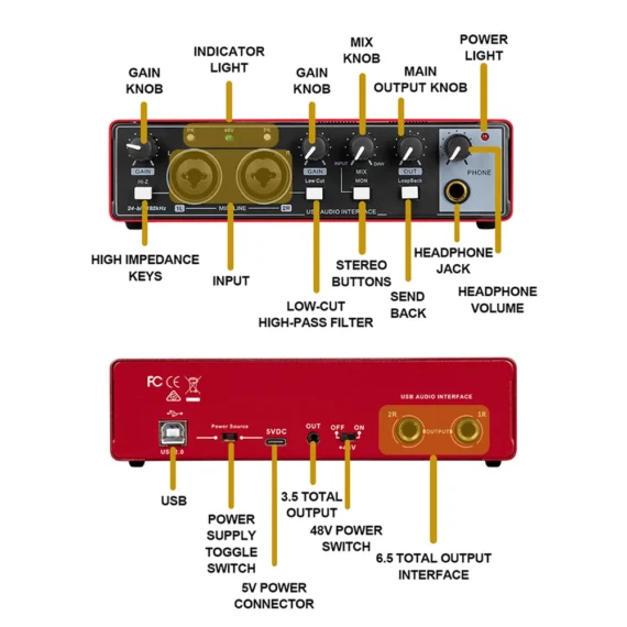 MD22 48V USB Audio Interface for Guitar 5