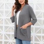 Womens Mid Length Knit Cardigan with Pockets 4 | PricZone