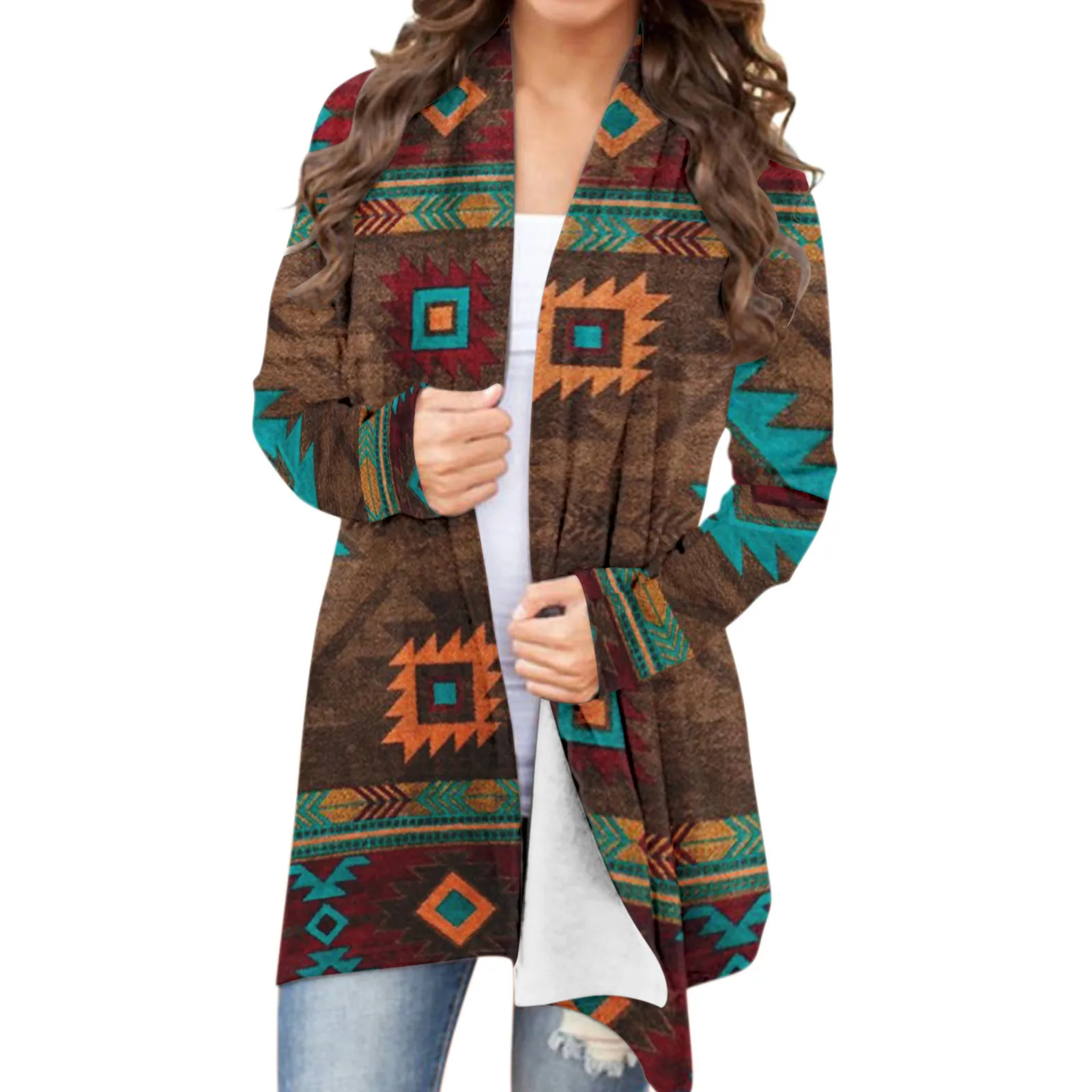 Boho Aztec Print Womens Cardigan Coat 4 Boho Aztec Print Women's Cardigan Coat 4