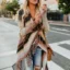 Striped Tassel Poncho Cardigan – Winter Knit