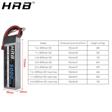 6000mAh HRB Lipo Battery 2-6S 50C for RC Models 2