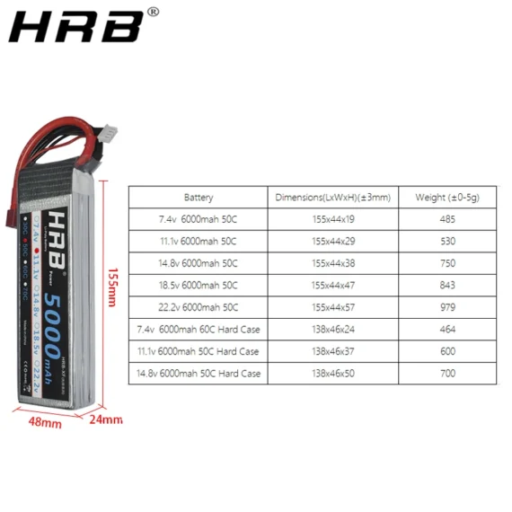 6000mAh HRB Lipo Battery 2 6S 50C for RC Models 2 | PricZone