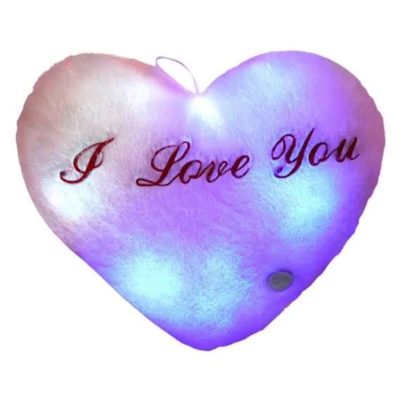 LED Heart Pillow Glow Soft Cute 14in | PricZone