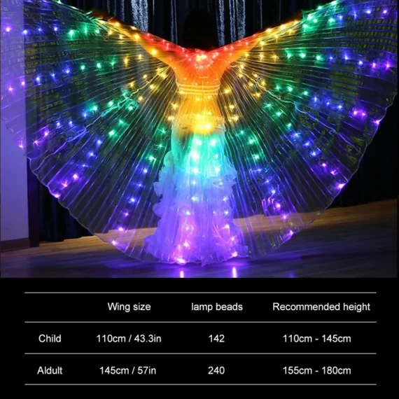 LED Butterfly Glowing Wing Dance Colorful Lighting Cloak Performance Costumes with Telescopic Festival Party Carnival Decor Prop 3 | PricZone