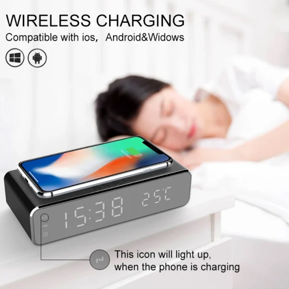 LED Alarm Wireless Charger for iPhoneXiaomi 4 | PricZone