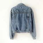 Blue Beaded Denim Jacket for Women 3 | PricZone