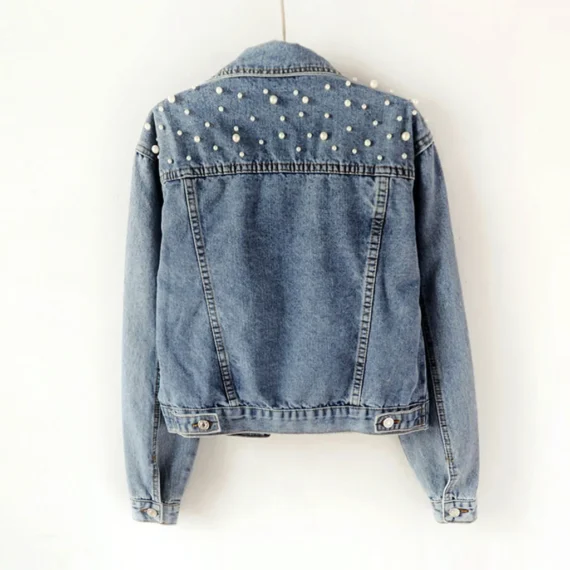 Blue Beaded Denim Jacket for Women 3 | PricZone