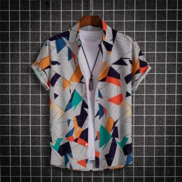 Contrast Print Mens Casual Beach Shirt | PricZone