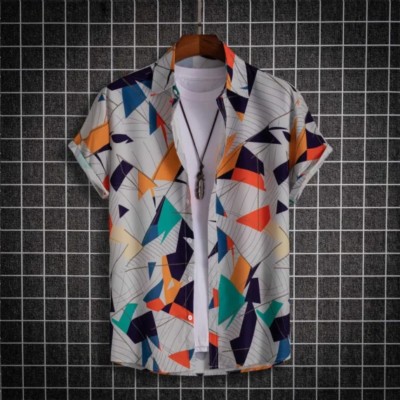 Contrast Print Mens Casual Beach Shirt | PricZone