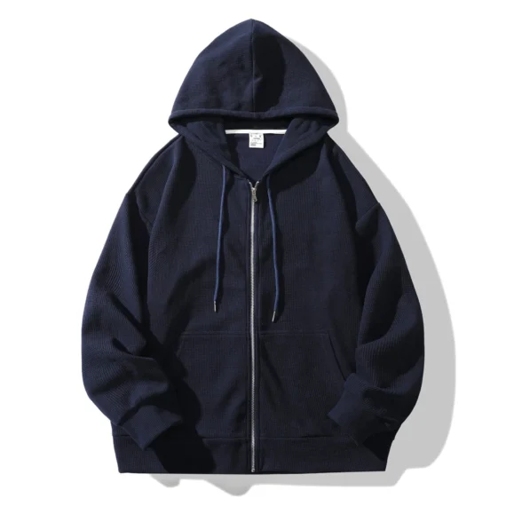 Retro Zip Up Solid Color Hoodie Casual Unisex Jacket | PricZone