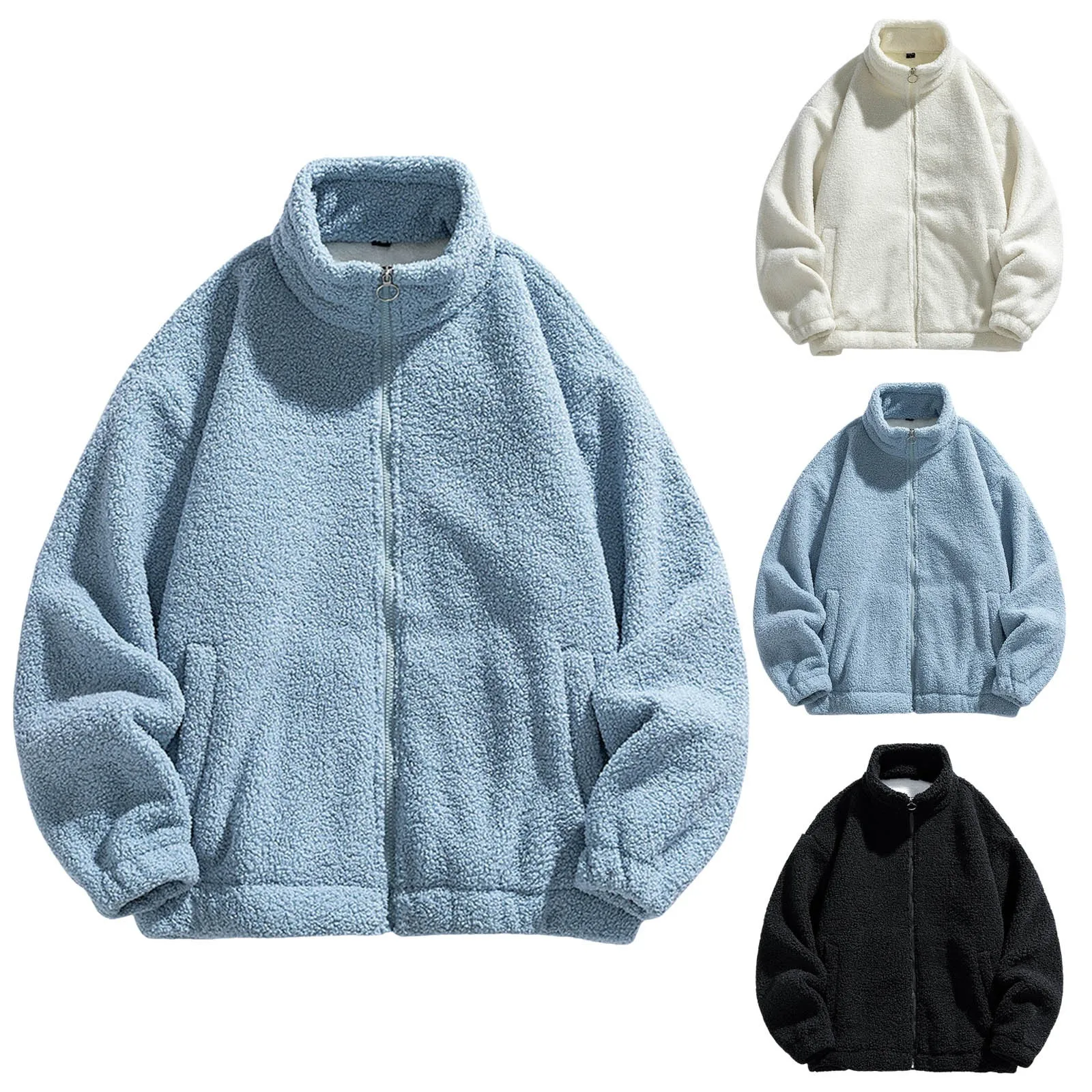 Teddy Fleece Patchwork Winter Zip Jacket