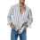 Plus Size Striped Linen Shirt Casual & Elastic