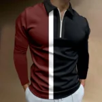 Striped Casual Mens Polo Autumn Spring Long Sleeve 2 | PricZone