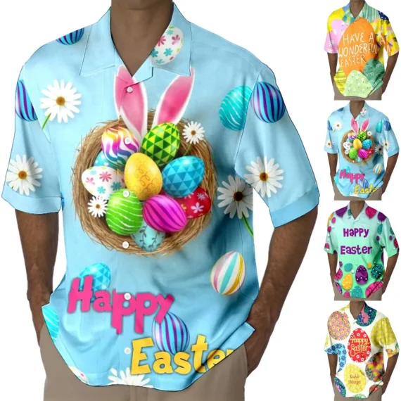 Easter Egg Print Mens Casual Shirt 2 | PricZone