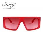 Square Sunglasses Green Frame Red Flat Top 2 | PricZone