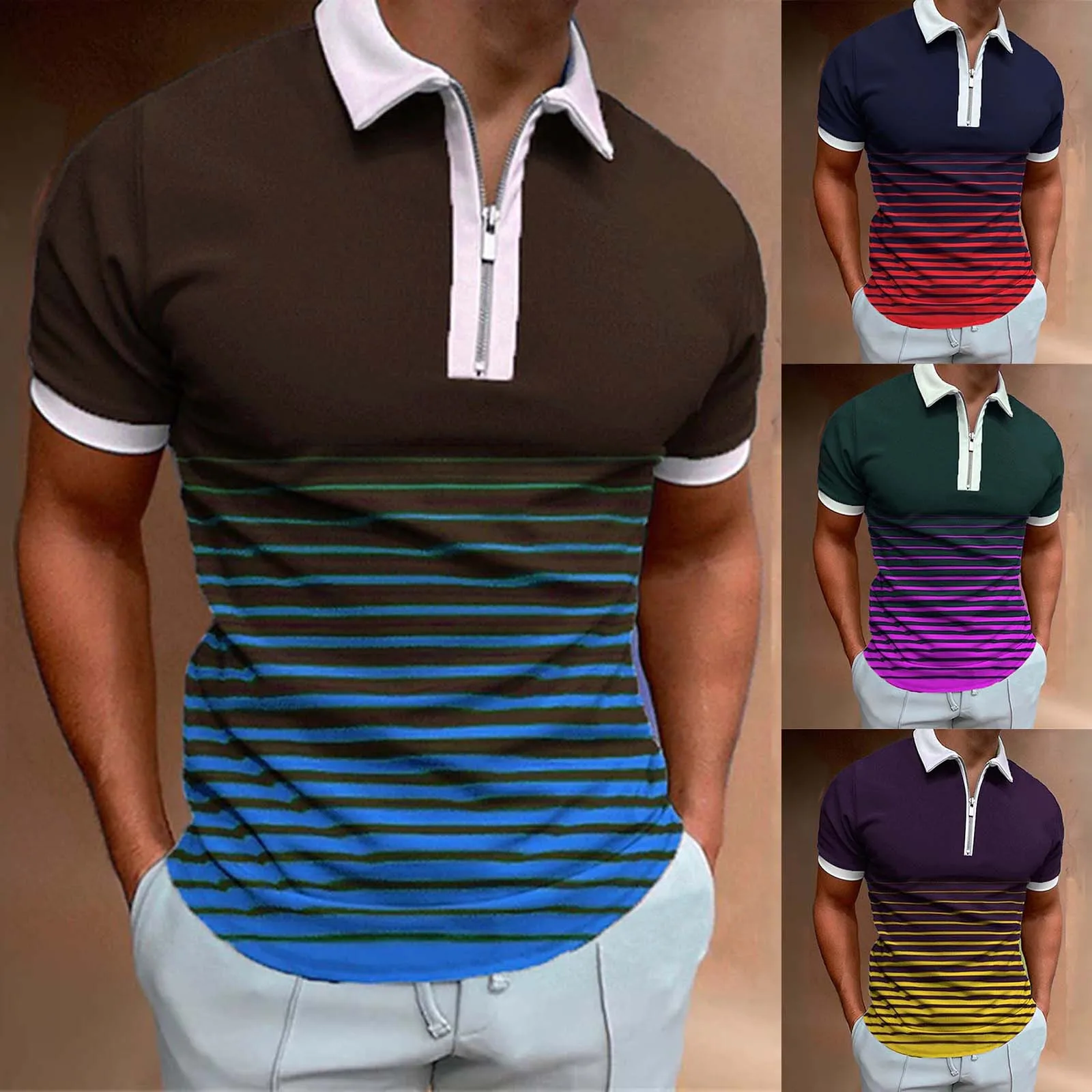 Stylish Zip Polo Shirt Casual & Business Fit