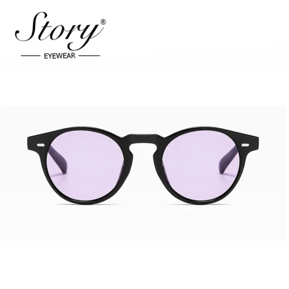 Vintage Round Retro Rivet Round Sunglasses 3 | PricZone