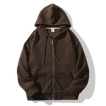 Retro Zip Up Solid Color Hoodie Casual Unisex Jacket 5 | PricZone