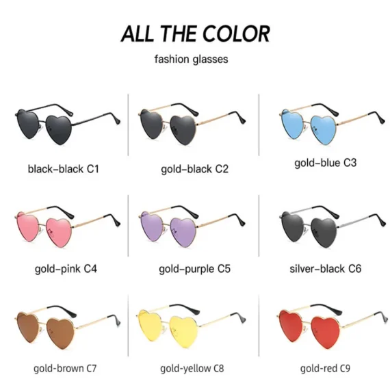 Heart Shaped Colorful Sunglasses for Women UV400 5 | PricZone