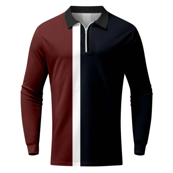 Striped Casual Mens Polo Autumn Spring Long Sleeve 5 | PricZone