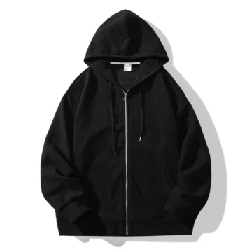 Retro Zip-Up Solid Color Hoodie: Casual Unisex Jacket 2