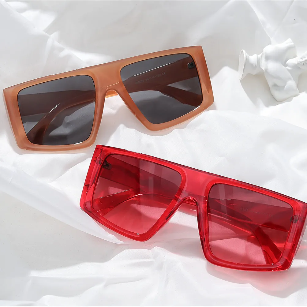 Square Sunglasses: Green Frame &amp; Red Flat Top