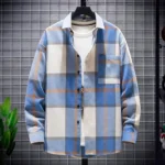 Cozy Plaid Lapel Shirt for Men Autumn Streetwear 2 | PricZone