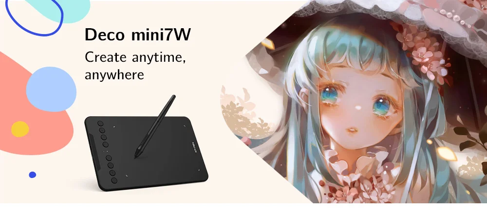 XPPen Mini7W: 7x4" Wireless Graphics Tablet for Art