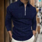 Stripe Zip Shirt Casual Formal Streetwear 6 | PricZone