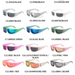 Y2K Punk Cycling Sunglasses Silver Mirror Fashion 6 | PricZone