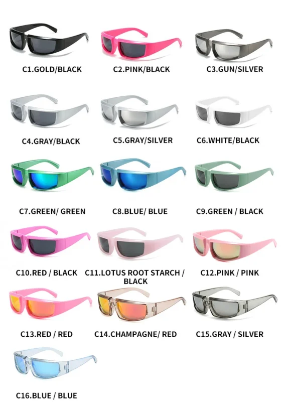 Y2K Punk Cycling Sunglasses Silver Mirror Fashion 6 | PricZone