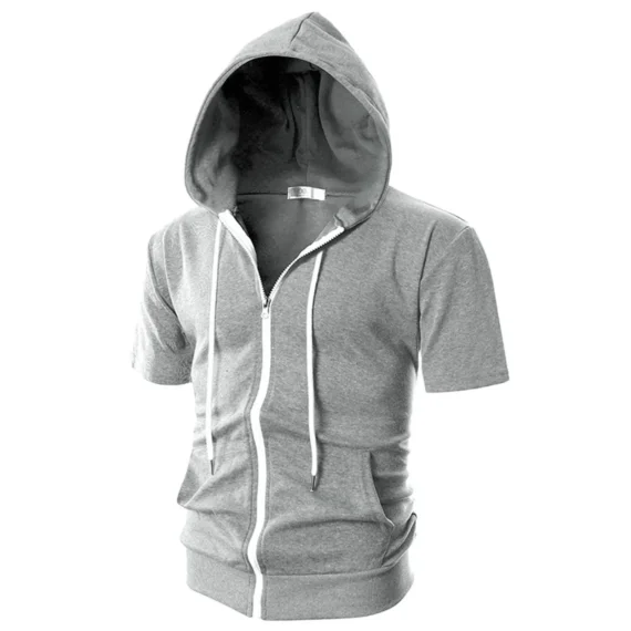 Zip Up Hoodie Short Sleeve Pocket Style | PricZone