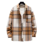 Cozy Plaid Lapel Shirt for Men Autumn Streetwear 4 | PricZone