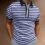 Korean Casual Stripe Zip Polo Long-Sleeve Tee