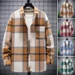 Cozy Plaid Lapel Shirt for Men Autumn Streetwear 6 | PricZone