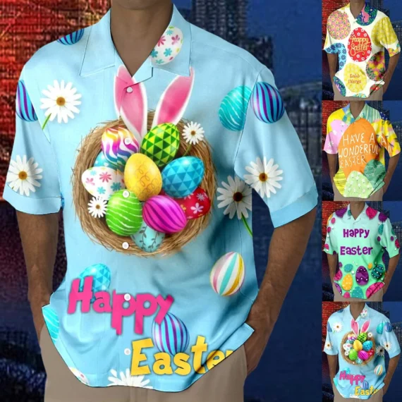 Easter Egg Print Mens Casual Shirt | PricZone