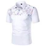 Leaf Print Slim Fit Polo Shirt for Men Casual 2 | PricZone