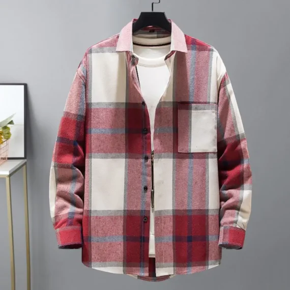 Cozy Plaid Lapel Shirt for Men Autumn Streetwear 5 | PricZone