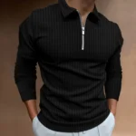 Striped Casual Zipper Polo Long Sleeve | PricZone