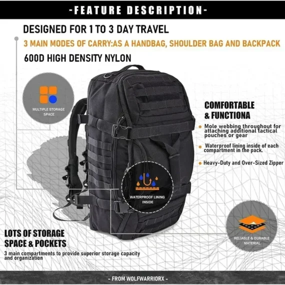 Versatile Tactical Duffel Backpack 40L 80L Waterproof 3 | PricZone