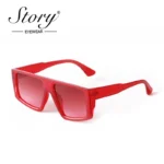 Square Sunglasses Green Frame Red Flat Top | PricZone