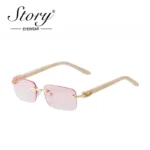 Retro Green Lens Rimless Marbled Sunglasses 2 | PricZone