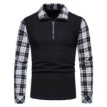 Mens Plaid Zip Polo Shirt Casual Business Style | PricZone