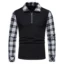 Mens Plaid Zip Polo Shirt Casual Business Style