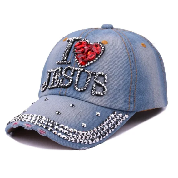 Rhinestone Denim Summer Cap for Women Adjustable Hip Hop Hat 3 | PricZone