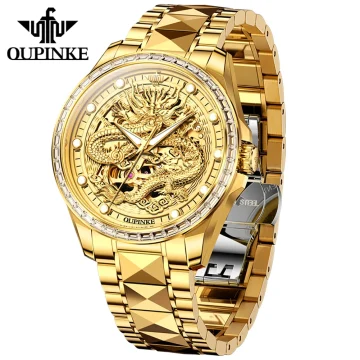 Luxury Golden Dragon Mens Watch OUPINKE 3276 Automatic 2