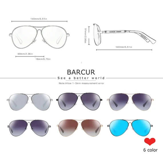 BARCUR UV400 Polarized Pilot Shades for All 3 | PricZone