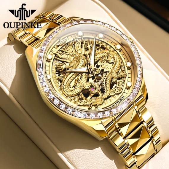 Luxury Golden Dragon Mens Watch OUPINKE 3276 Automatic 3 | PricZone