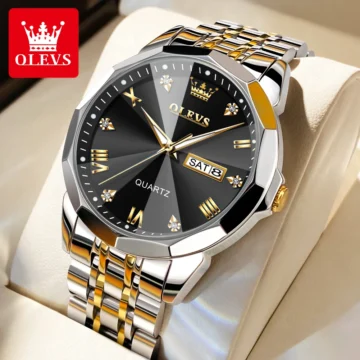 Gold Quartz Mens Watch Waterproof & Luminous Luxury 2