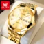 Gold Quartz Mens Watch Waterproof & Luminous Luxury